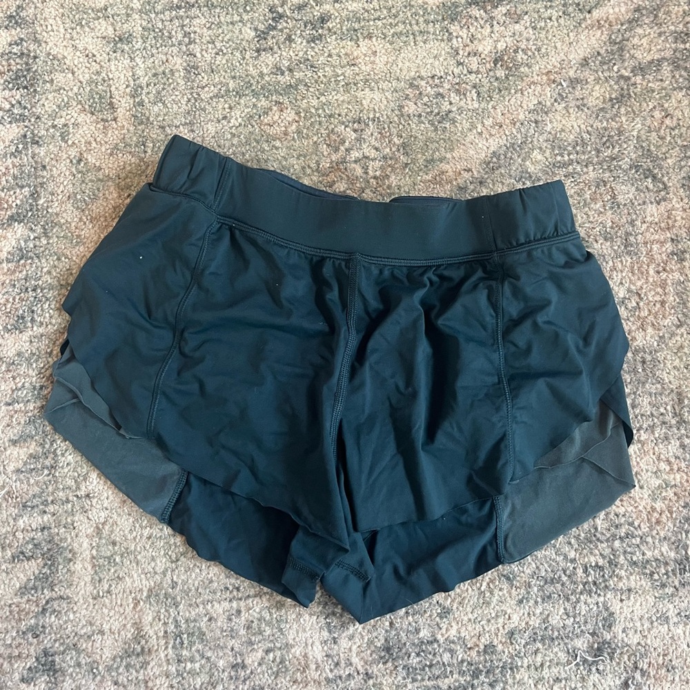 Lululemon forest green running shorts, size 4